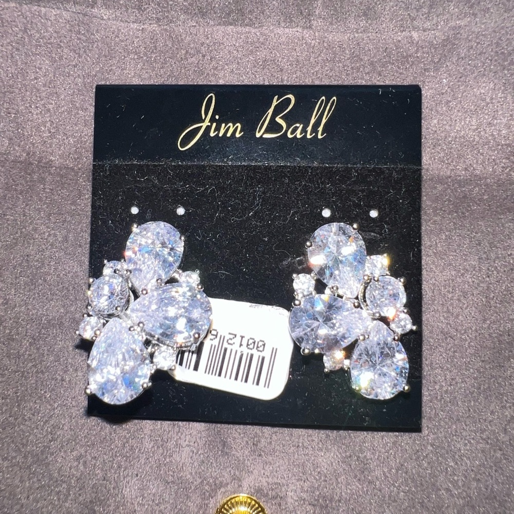 Jim Ball Silver Crystal Earrings